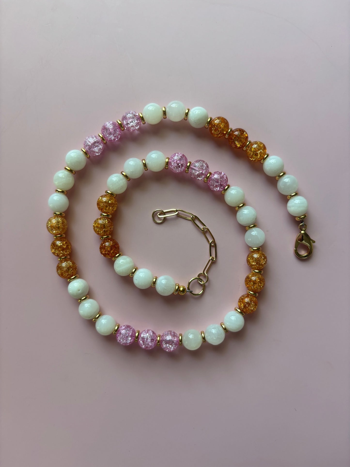 Quartz Crackle Beaded Necklace