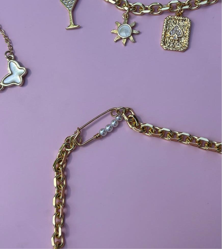 Pearl Safety Pin Choker