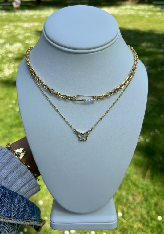 Pearl Safety Pin Choker