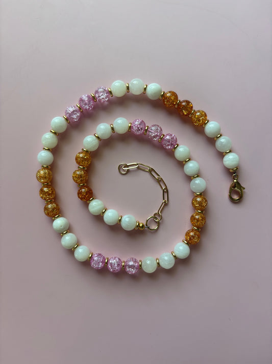 Quartz Crackle Beaded Necklace